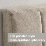 Upholstered Twin Headboard with Easy Assembly, Channel Stitch Design, Wall Mounted and Soundproof Panels in Beige 5