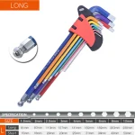 Allen Key Set L Wrench Kit For Allen Screw 9PCS Long Arm Hex Key Set 1.5mm To 10mm Hexagon Spanner Hand Tools For Bicycle Repair 6