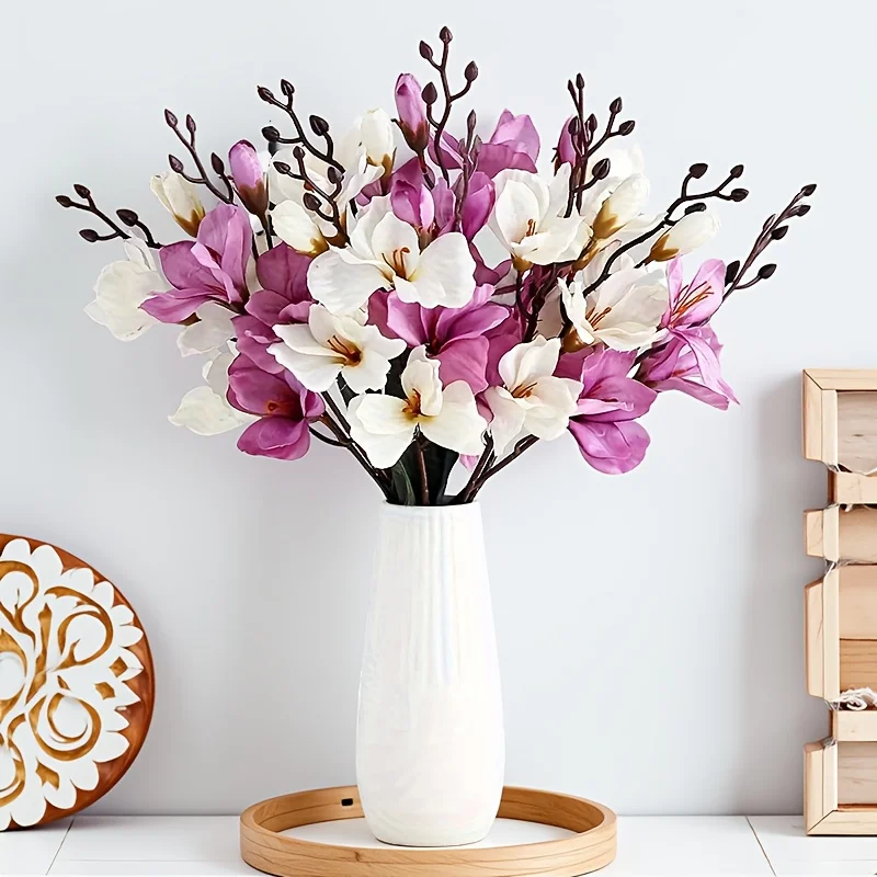 Silk Autumn Magnolia 5 Forks 20 Heads Artificial Flowers Gladiolus Home Decor Vase Floral Fake Christmas Wedding Accessories Silk Autumn Magnolia 5 Forks 20 Heads Artificial Flowers Gladiolus Home Decor Vase Floral Fake Christmas Wedding Accessories