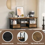 55" TV Stand with Fabric Drawers-Brown 5