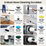 9-in-1 USB Rechargeable Electric Cleaning Brush Telescopic Handle 8 Brush Heads Multi-Surface Cleaner for Home Car 6