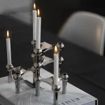 Luxury Candlestick Holders 10cm Small Stand Nordic Stainess steel Candlestick for Stick Skinny Candelabra Set Living Room Decor 3