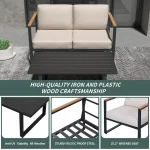 4-Piece Outdoor Patio Set, Metal Conversation Sofa With Washable Cushions, 2 Chairs & Coffee Table For Garden Balcony 5