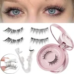Magnetic Eyelashes 1/2 Pairs Handmade 3D Mink Lashes Reusable False Eyelashes Set Natural Long Fake Eyelash Makeup Tweezers Tool