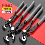 Water Pump Pliers Quick-Release Plumbing Pliers Pipe Wrench Adjustable Water Pipe Clamp Pliers Household Hand Tools Multi-functi 3