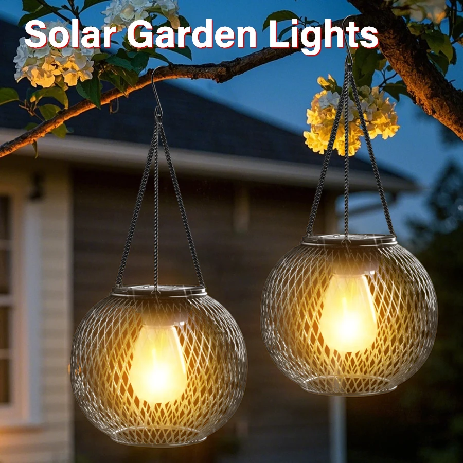 Iron Solar Lights Outdoor Led Solar Hanging Lanterns Decorative Lamp Waterproof Dusk to Dawn Automatic for Garden Porch Balcony Iron Solar Lights Outdoor Led Solar Hanging Lanterns Decorative Lamp Waterproof Dusk to Dawn Automatic for Garden Porch Balcony
