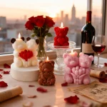 Love Rose Bear Silicone Candle Mold Handmade Valentine's Day Gifts Gypsum Resin Mould DIY Home Decoration Crafts Making Molds 2