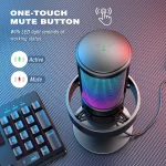 FIFINE USB Microphone for Recording and Streaming on PC and Mac,Headphone Output and Touch-Mute Button,Mic with 3 RGB Modes -A8 3