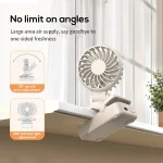 VISSKO Clip Fan Type C Rechargeable Portable Handheld Fan 1000mAh 3 Gears Small Cooling Fan Personal Fan for Student Dormitory 2