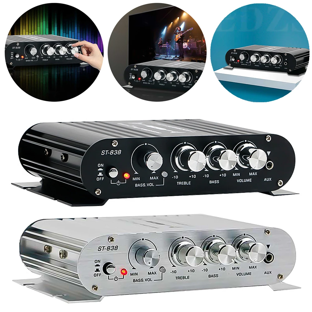 ST-838 Home Theater Amplifiers HiFi 2.1 Channel Power Amplifier Stereo Bass Sound Car Home Amp Media Player Subwoofer Amplifier ST-838 Home Theater Amplifiers HiFi 2.1 Channel Power Amplifier Stereo Bass Sound Car Home Amp Media Player Subwoofer Amplifier