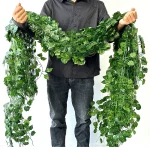 2.1M Green Ivy Leaf Hanging Vine Artificial Garland Silk Wall Plant Home Garden Decoration Wedding Party DIY Fake Wreath Leaves 4