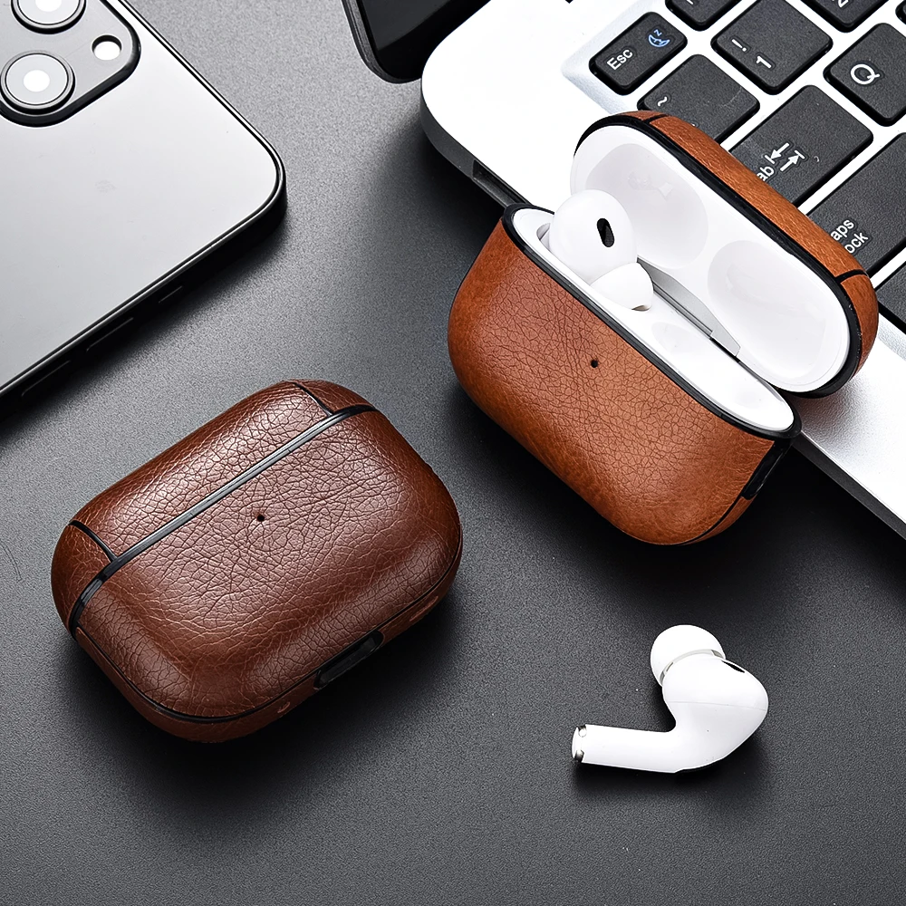 For Airpods Pro 3 Case Leather Business Earphone Case Headset Shell Headphone Cover For Apple AirPod 4 3 Pro 2nd Gen USB C Funda For Airpods Pro 3 Case Leather Business Earphone Case Headset Shell Headphone Cover For Apple AirPod 4 3 Pro 2nd Gen USB C Funda
