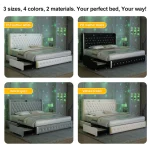 GEGOFORU Queen LED Bed Frame with Galaxy Projector, Bluetooth Speaker, USB Ports, 4 Drawers, No Box Spring Needed, PU Black 6