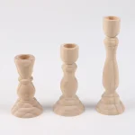Wooden Candlesticks Unfinished Wood Candle Holder Pillar Taper Candle Stands for Wedding Party Birthday Home Table Decoration 2