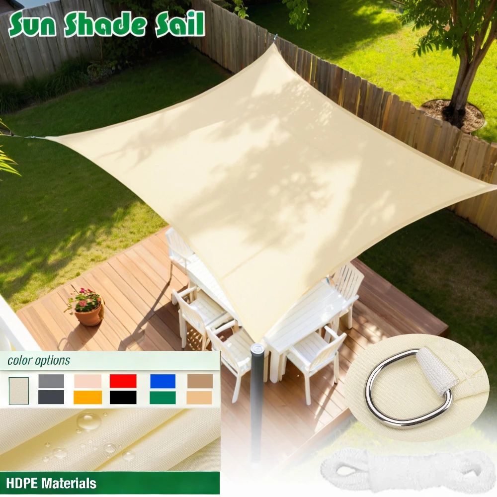 Large Rectangle Sun Shade Sail with Ropes Garden Canopy UV Block Shelter Outdoor Shade Cover For Patio Yard Pool Large Rectangle Sun Shade Sail with Ropes Garden Canopy UV Block Shelter Outdoor Shade Cover For Patio Yard Pool