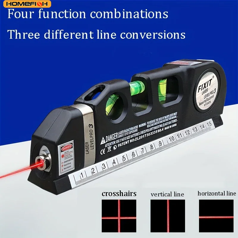HOMEFISH Easy to Use Laser Level Line Tool Multipurpose Laser Level Kit Standard Cross Line Lase 8 Feet Measure Tape Ruler HOMEFISH Easy to Use Laser Level Line Tool Multipurpose Laser Level Kit Standard Cross Line Lase 8 Feet Measure Tape Ruler
