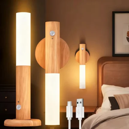 Portable LED Sensor Night Light Usb Power Charging Smart Indoor Wall Lamp for Living Room Stairs Porch