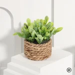 XIYA FLOWER Green Artificial Plants Eucalyptus Grass Woven Small Potted Plants Grass Mound 11cm PE Material Home Decoration 6
