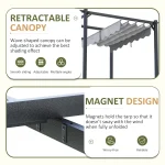 10'x12' Outdoor Pergola with Retractable Canopy, Patio Metal Heavy-Duty Gazebo Shelter for Backyard, Deck, Garden, Customized 4