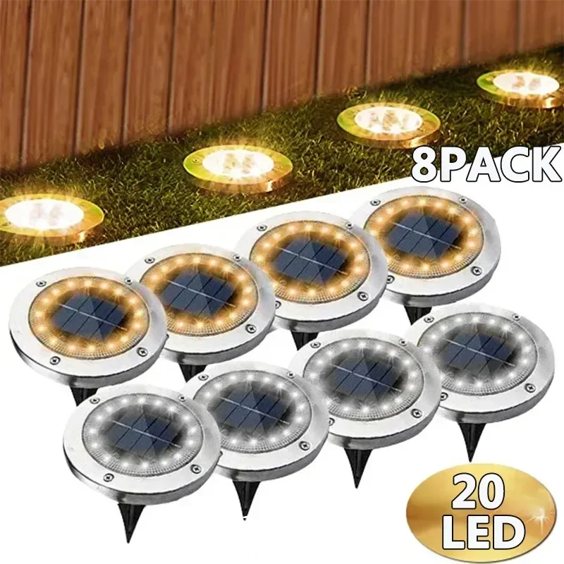 1/4/8Pcs Solar Lights Outdoor 8/20LEDs Disk Underground Lamp Spotlight Buried Solar Light for Home Garden Lawn Yard Decoration 1/4/8Pcs Solar Lights Outdoor 8/20LEDs Disk Underground Lamp Spotlight Buried Solar Light for Home Garden Lawn Yard Decoration