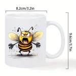 Bee Insulated Ceramic Coffee Mug - Reusable, Hand-Wash Only - Perfect for Coffee Lovers, Men & Women White Mug 3