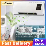 Mobile Electric Fan with Remote Control Wall Mounted Quiet Energy Saving Dual-Purpose Cooling Heater Fan for Dorm Office Bedroom