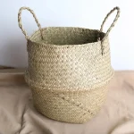 Wicker Basket Toy Organizer Folding Rattan Seagrass Storage Basket Laundry Woven Basket Plant Flower Pot For Home Garden 3