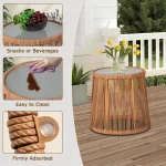 3 Piece Outdoor Wicker Bistro Set, Patio Conversation Sets w/2 Large Rattan Chairs and Tempered Glass Table, Patio Furniture 5