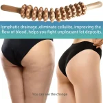 Natural Curved Wooden Massage Roller for Waist and Thigh, Multi-Functional Body Roller for Cellulite Reduction & Muscle Tension 3