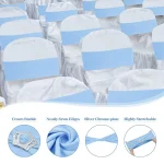 100 Pcs Spandex Chair Sashes with Crown Buckle Slider Stretch Chair Bands Cover Ties for Wedding, Banquet, Gala, Corporate Event 3