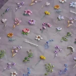 1pc Flower Nail Stickers Summer Floral Leaf Plant 5D Embossed Nail Slider Decals Self-Adhesive Nail Art Supplies Manicure Decor 2
