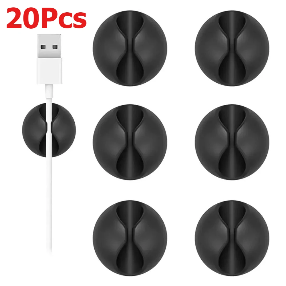 20Pcs Round Cord Clips Silicone Winder Organizer Cable Clip Desk Tidy Management Wire Holder for Car USB Charging Tablet Wires 20Pcs Round Cord Clips Silicone Winder Organizer Cable Clip Desk Tidy Management Wire Holder for Car USB Charging Tablet Wires