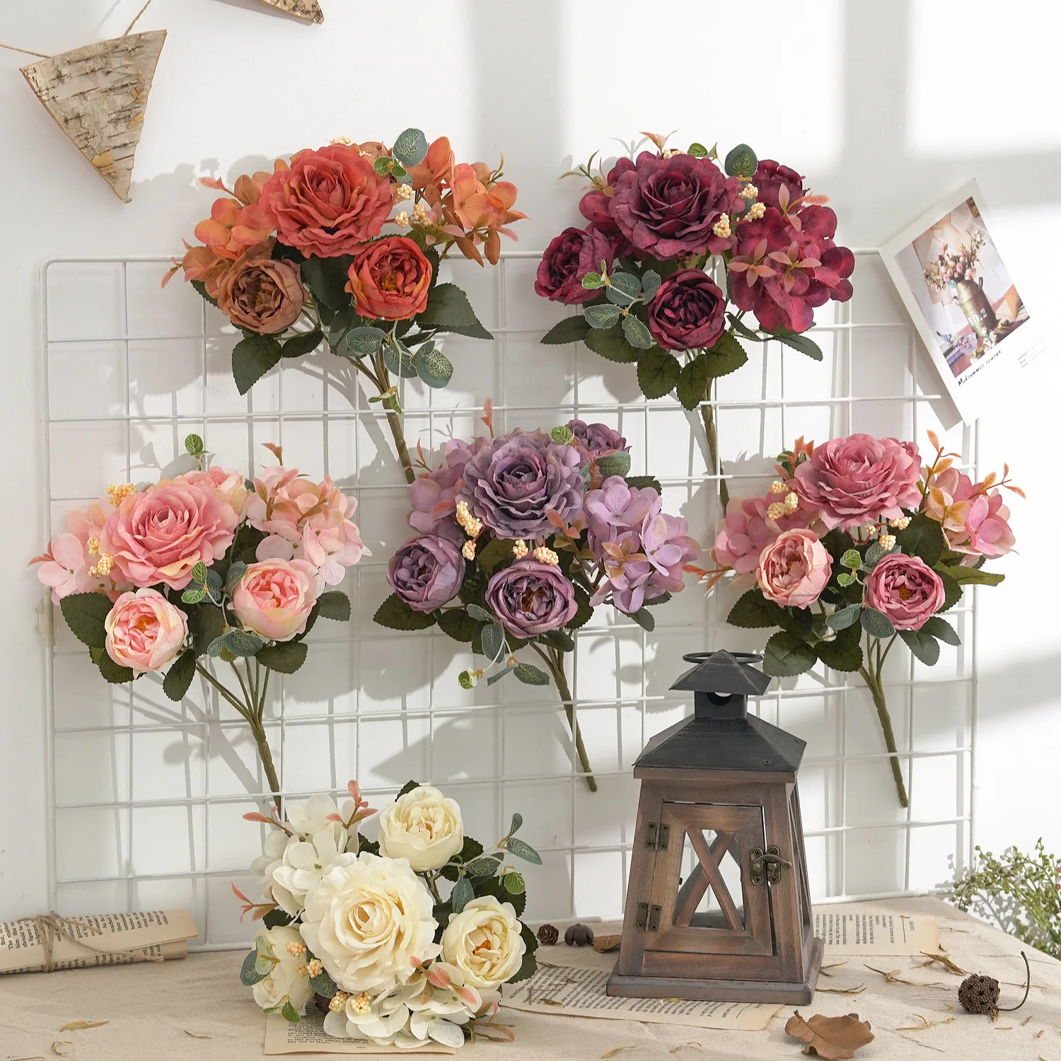 Artificial Flowers Retro Silk Rose Bouquet Hydrangea Peony Vintage Bride Holding Fake Plants Home Wedding Decoration Accessories Artificial Flowers Retro Silk Rose Bouquet Hydrangea Peony Vintage Bride Holding Fake Plants Home Wedding Decoration Accessories