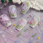 1pc Flower Nail Stickers Summer Floral Leaf Plant 5D Embossed Nail Slider Decals Self-Adhesive Nail Art Supplies Manicure Decor 4