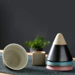 1Pack Ceramic Coffee Cup with Base 100mlCreative Triangular Cone Porcelain Cup Funnel Coffee Tea Cup Set Personalized Coffee Cup 4