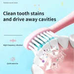 Children Electric Toothbrush Cartoon Kids With Replacement Head Ultrasonic  IPX7 Waterproof Rechargeable Sonic Toothbrush 3