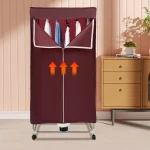 1200-1500W IPX1 Corded Electric Clothes Dryer with Outer Cover PTC 5-layer Heating 4 Towel Rails 4 Wheels 2