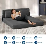 4-in-1 Folding Sofa Bed Convertible Sleeper Soft Corduroy Loveseat Couch With Pillow Space-Saving Fold Out Chair Bed For Room 4