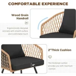 5/7/9-Piece All-Weather Rattan Patio Dining Set with 60" Wood Table Top, Removable Cushions & Umbrella Hole - Outdoor Furniture 4