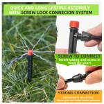 Drip Irrigation System Kit with 33Ft 1/2 Inch Tubing, 200Ft 1/4 Inch Tubing Automatic Irrigation Equipment Locked Fittings 4