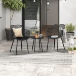 3 Piece Patio Bistro Set All Weather Heavy Duty Table and Chairs Set of 2 Black 5