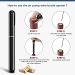 Safety Air Pump Wine Bottle Opener with Foil Cutter Wine Corkscrew Stainless Steel Pin Wine Air Pressure Corkscrew Cork Remover 6