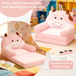 Foldable Kids Sofa Baby Seat Chair Foam Filled Toddler Sleeping Couch Reading Armchair for Reading Relaxing Nursery Bedroom 4