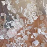 High-Density Embroidered Lace Fabric, Rayon Plant Flower, Wedding Dress DIY Accessories, Bridal Fabric, RS4080 4