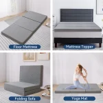 Hcore Folding Mattress, 4 Inch Foldable Memory Foam Mattress with Bag, Portable Mattress Topper for Floor, Camping, Guest 6