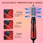Solimpia 3-Head Hot Air Brush Hair Dryer Strong Wind Electric Straightener Curler Roller Comb Blower Styling Tool for Woman 800W 4