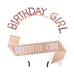 Birthday Girl Sash and Rhinestone Tiara Crown Glitter Birthday Sash Gifts for Girls Happy Birthday Party Decorations Supplies 4