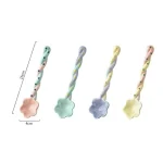 Ceramics Long Handled Spoon New Instagram Style Household Stirring Spoon Hand Painted Flower Shaped Coffee Spoon 6