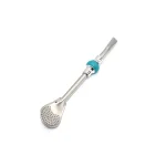 16cm 19cm Stainless Steel 304 Straw Spoon Colored Bead Tea Filter Yerba Mate Bombilla Reusable Coffee Spoons Milk Drinking 2