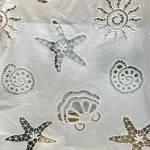 100% Cotton Hollow Out Lace Embroidered Fabric with Shell Pattern for Sewing Dress Clothes DIY Handmade Crafting Cloth 2